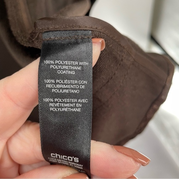 Chico's Travelers Metallic Animal Copper Long Sleeve Lightweight Duster Jacket - Picture 4 of 10